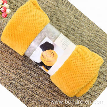 Double Waffle Coral Fleece Blanket Solid Color